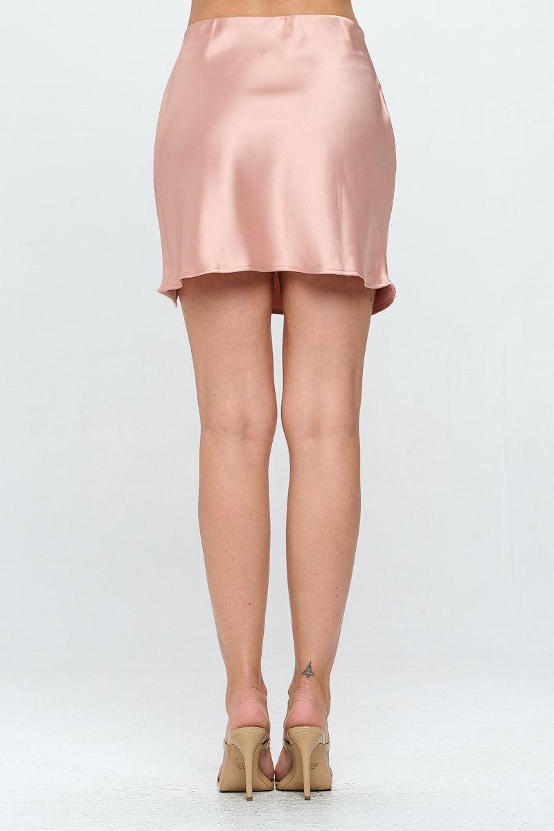 solid satin mini skirt with slit – Kuzyshier- A Women’S Clothing Store ...